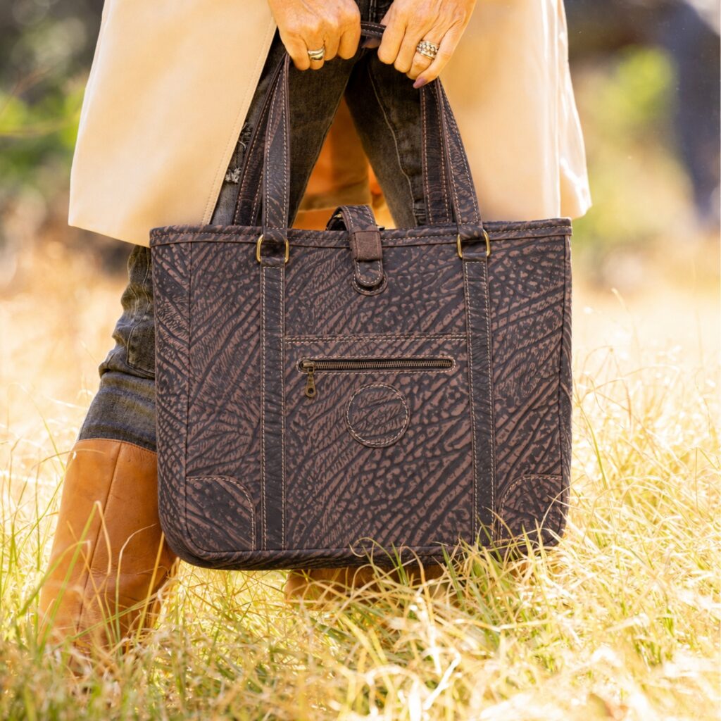 The Jean Maxi Tote in buffalo leather with natural textured grain and Italian hardware
