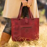 The Jean Maxi Tote in burgundy handcrafted leather with Italian hardware