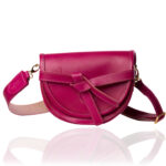 The Doreen Cross Body handcrafted in cerise rouge genuine leather, Regency Velvet lining and premium Italian hardware.