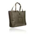 The Jean Maxi Tote in olive green handcrafted leather with Italian hardware