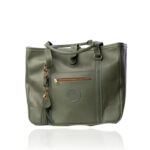 The Jean Tote handcrafted in sage coloured genuine leather with Regency Velvet lining and premium Morini Italian hardware