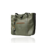 The Jean Tote handcrafted in sage coloured genuine leather with Regency Velvet lining and premium Morini Italian hardware