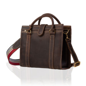 The Marilyn Mini Tote handcrafted in brown genuine leather with twin handles, shoulder strap, Regency Velvet lining and Italian hardware.